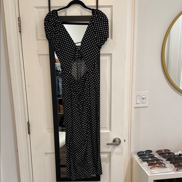 Zara Linen Blend Polka Dot Midi Dress - Picture 3 of 3